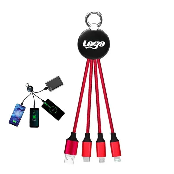USB three-in-one keychain glowing data cable