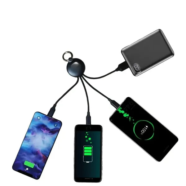 USB three-in-one keychain glowing data cable