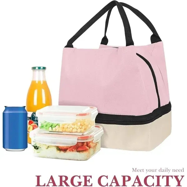 Two-Tone Dual Layer Insulated Lunch Bag