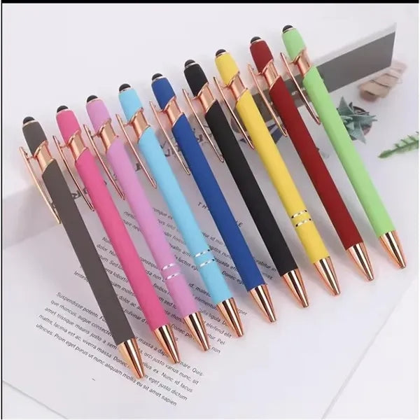 Soft Touch Ballpoint Pen with Rose Gold Accent