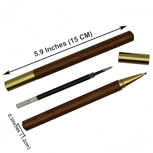 Elegant Wooden Metal Brass Fine Point Pen Gift Art