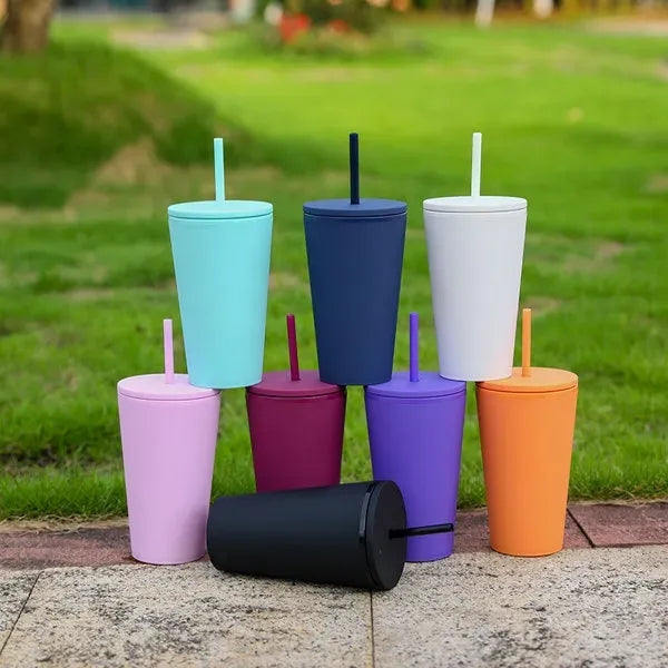 16 OZ AS Plastic Fashion Straw Cup