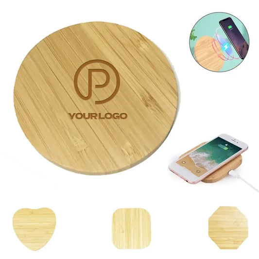 15W bamboo wood phone wireless charger pad for home office
