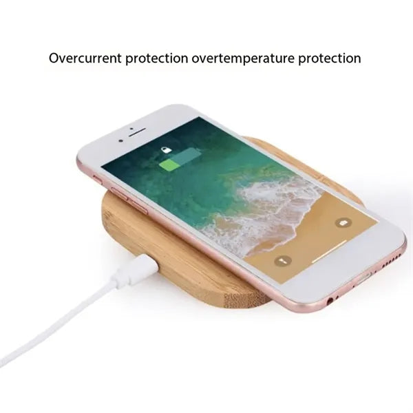 15W bamboo wood phone wireless charger pad for home office