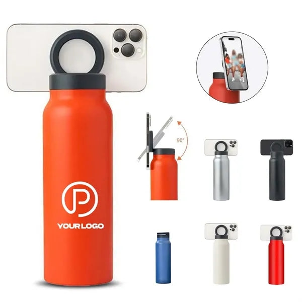 Insulated 27 oz water bottle with magnetic phone holder