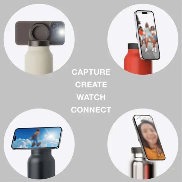 Insulated 27 oz water bottle with magnetic phone holder