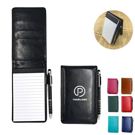 Compact pocket notepad with pen for business school travel