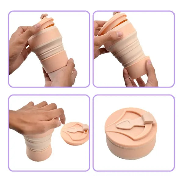 12oz collapsible silicone travel cup for camping hiking