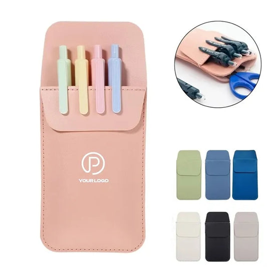 PU leather pocket pen holder for school office hospital
