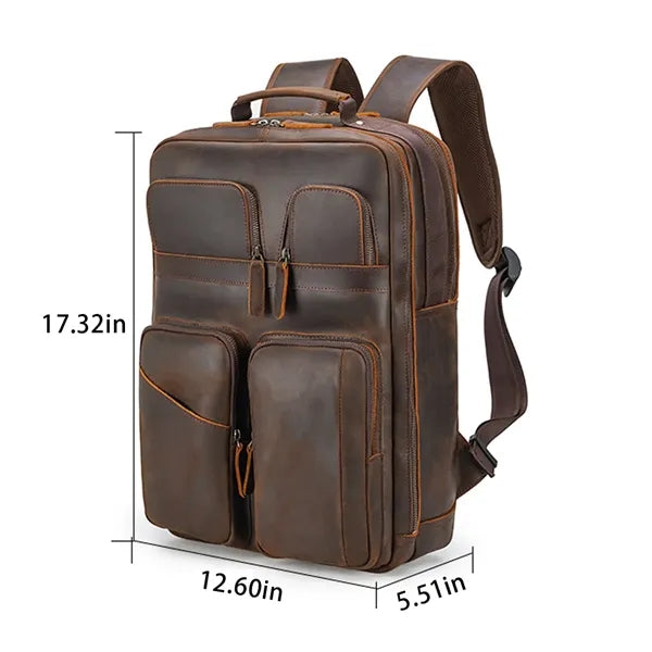 Vintage genuine leather laptop backpack for business travel