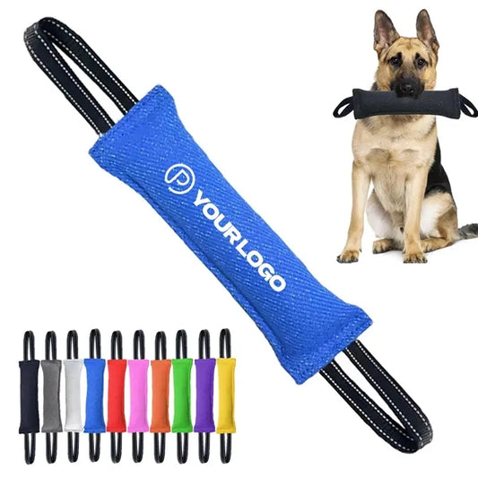 Dog tug toy tough jute bite pillow for training interactive