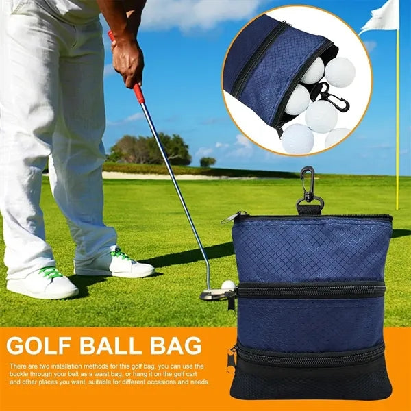 Golf pouch bag with hook multi pocket for valuables tee