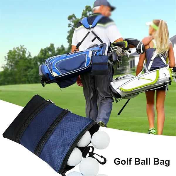Golf pouch bag with hook multi pocket for valuables tee