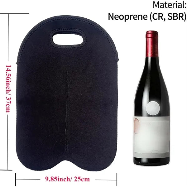 Neoprene 2 Bottle Wine Carrier Tote Bag