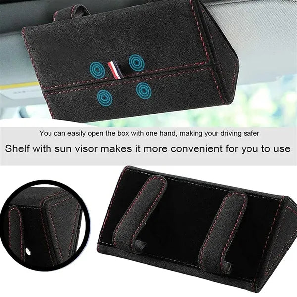Premium sunglasses holder for car sun visor storage case