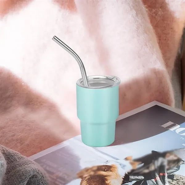 3oz stainless steel mini shot glass with straw for parties