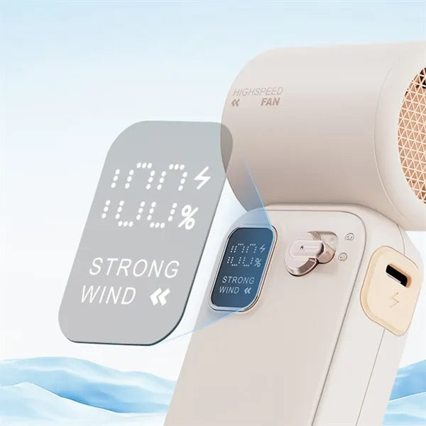 Portable turbo handheld fan with digital display for outdoor
