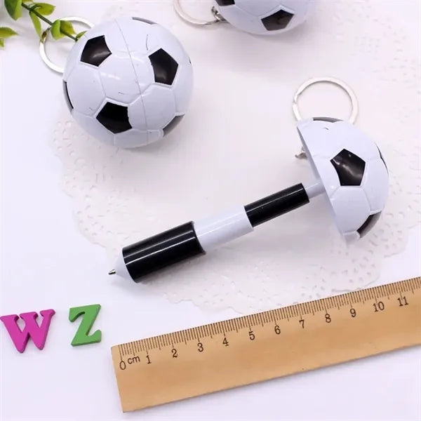 Retractable Soccer Ballpoint Pens Keychain