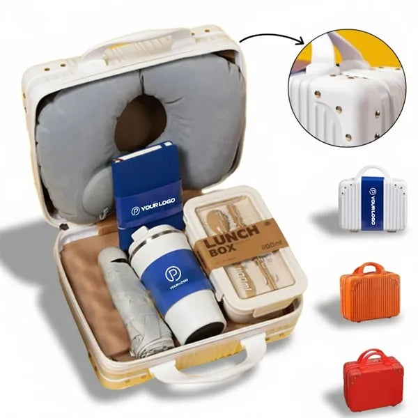 Tote suitcase gift set with multi-use travel essentials