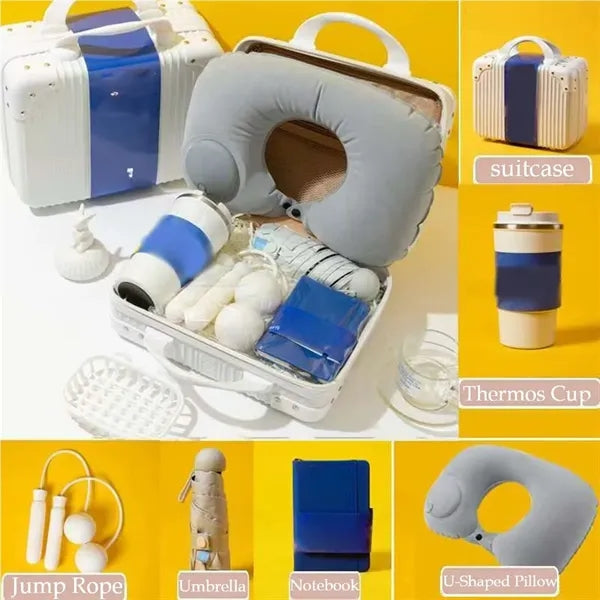 Tote suitcase gift set with multi-use travel essentials