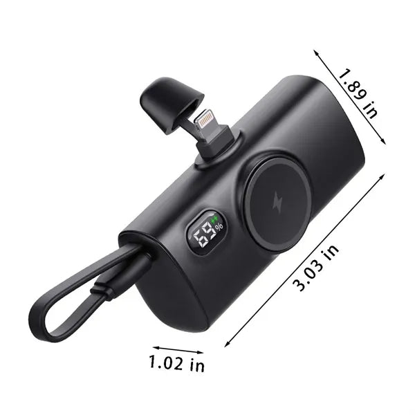 Plug-in 5000mAh power bank portable charger with cable light