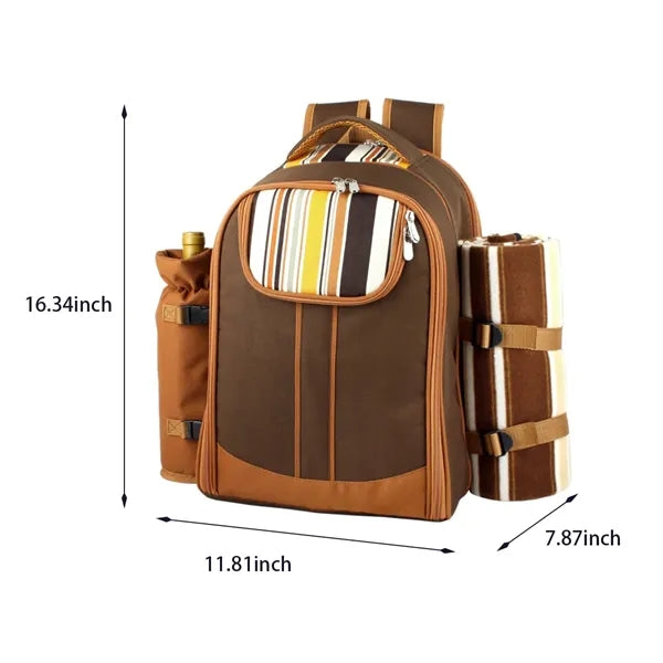 Picnic backpack bag for 4 person cooler for outdoor hiking