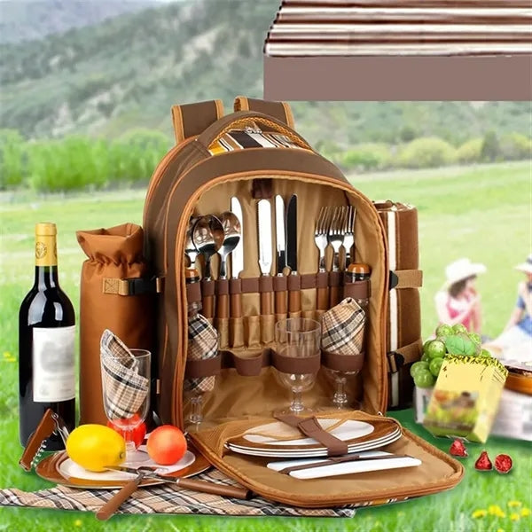 Picnic backpack bag for 4 person cooler for outdoor hiking