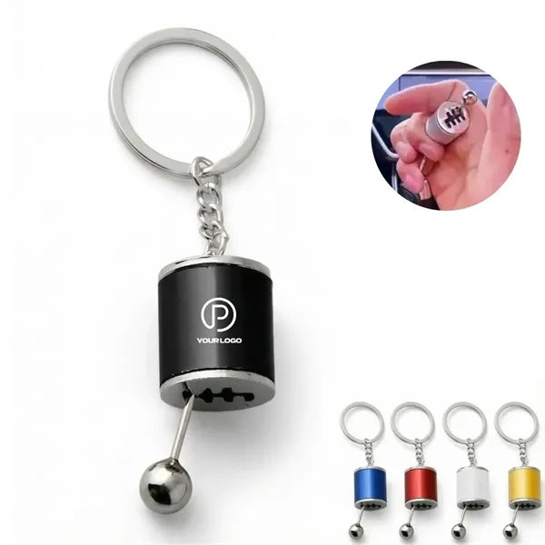 Metal fingertip toy gearshift keychain with movable lever