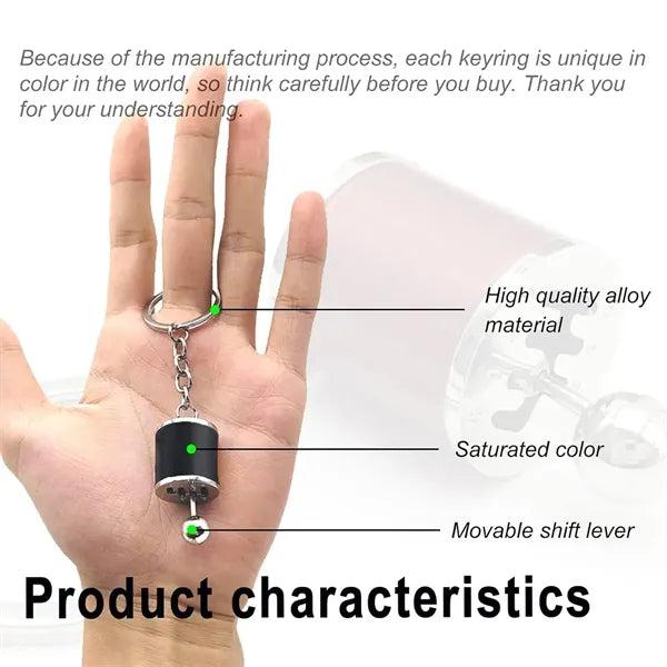Metal fingertip toy gearshift keychain with movable lever