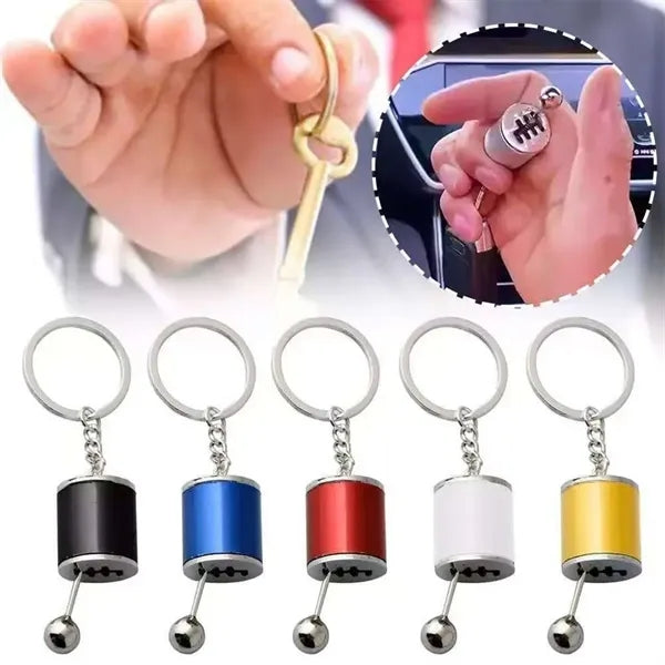 Metal fingertip toy gearshift keychain with movable lever