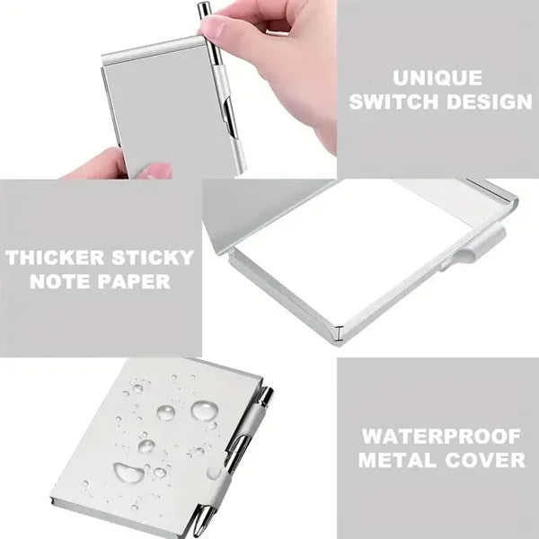 Mini metal pocket notebook notepad with pen for office