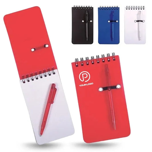 Small pocket spiral notebook with pen for office school