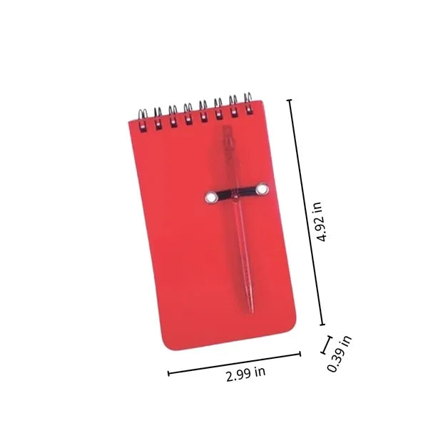 Small pocket spiral notebook with pen for office school