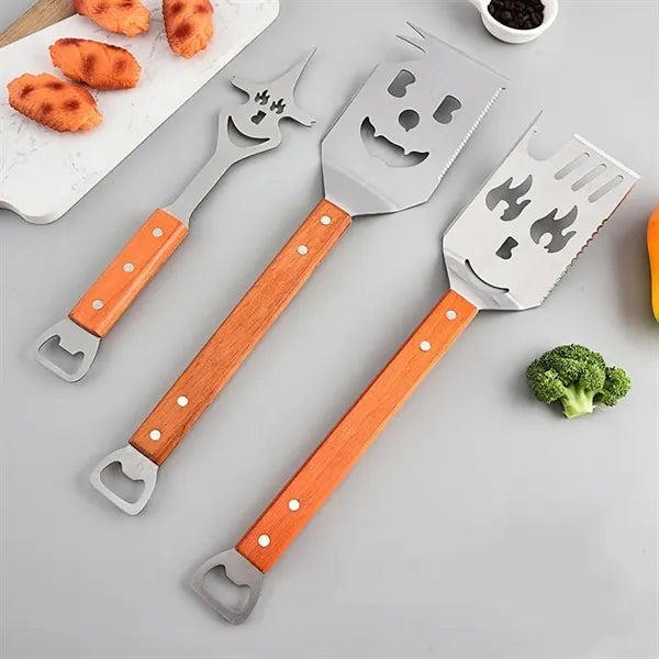 Outdoor Stainless Steel Grill Spatula with Wooden Handle