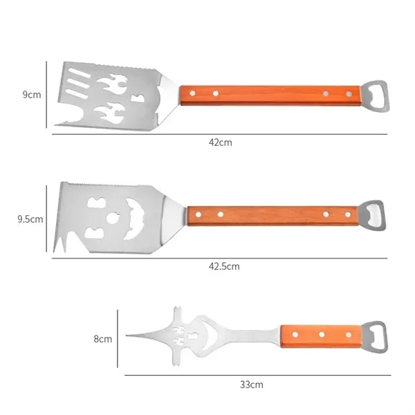 Outdoor Stainless Steel Grill Spatula with Wooden Handle
