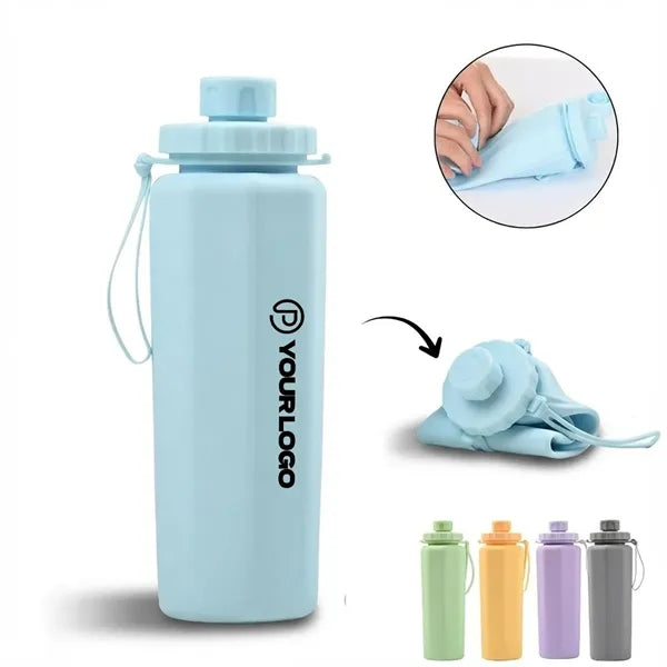 20 oz foldable silicone water bottle for travel sports