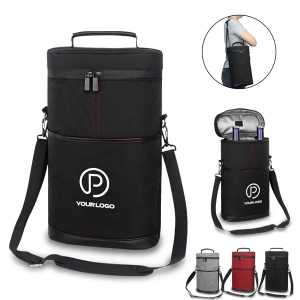 Portable wine insulated cooler bag with adjustable strap