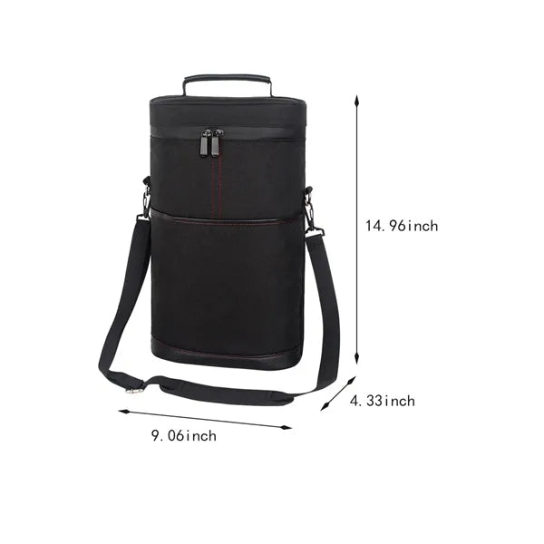 Portable wine insulated cooler bag with adjustable strap