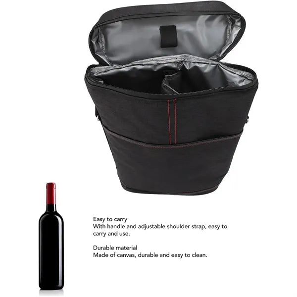 Portable wine insulated cooler bag with adjustable strap