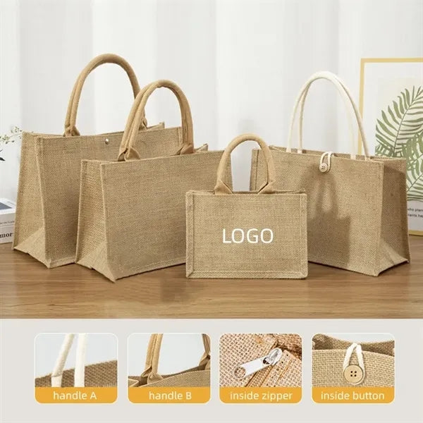 Jute Burlap Tote with Handles