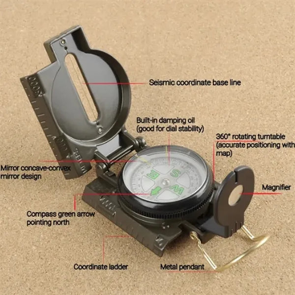 Military-Grade Waterproof Compass with Luminous Dial