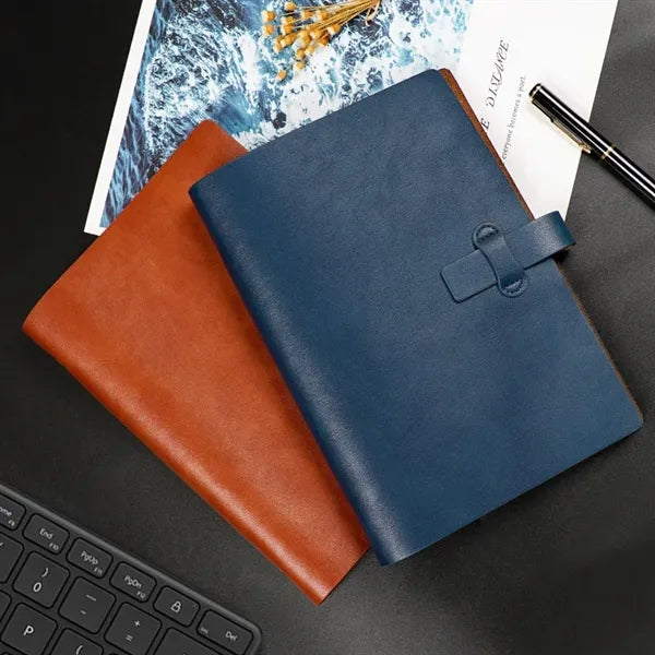 Office refillable retro leather 6 ring binder notebook