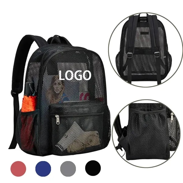 Mesh Backpack With Zippered Front Pocket
