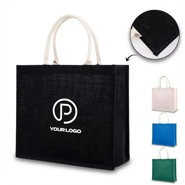 Eco-friendly jute tote bag with large capacity & custom logo
