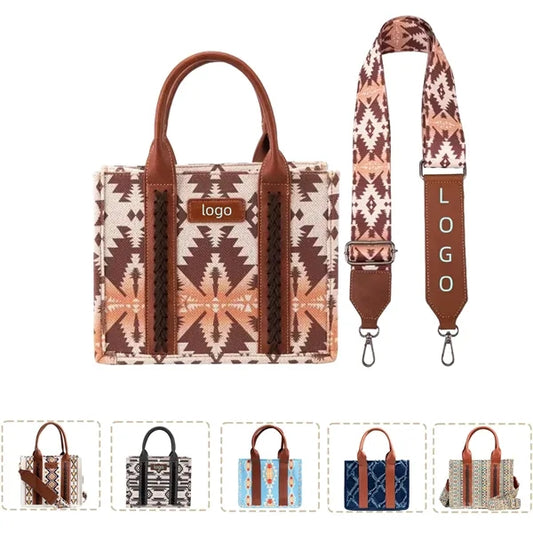 Boho Vintage Canvas Crossbody Tote Bag For Women