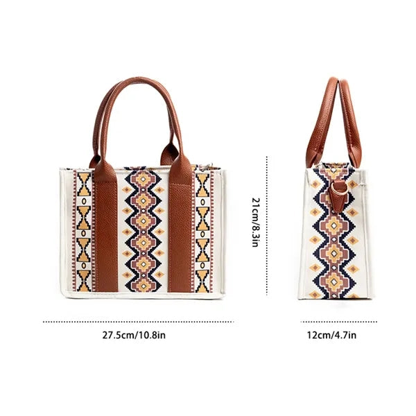 Boho Vintage Canvas Crossbody Tote Bag For Women