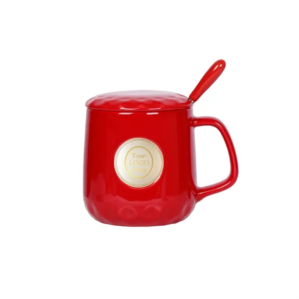 13.5 Oz. Ceramic Mug with Lid & Spoon Business Gift