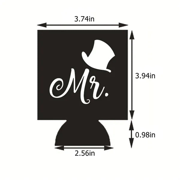 Mr & Mrs Neoprene Can Holder for Wedding Party