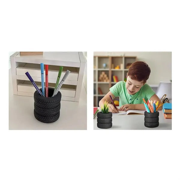 Tire Shaped Desk Pen Holder Organizer