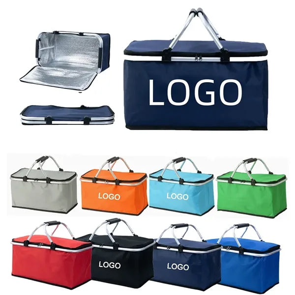 Insulated Foldable Collapsible Picnic Basket with Handles